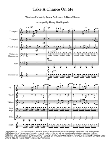 Take A Chance On Me (arr. Henry Von Ruprecht)
