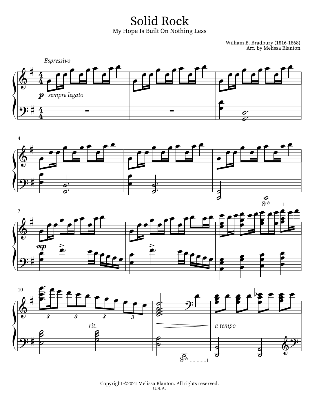 SOLID ROCK (My Hope is Built On Nothing Less) (arr. Melissa Blanton)