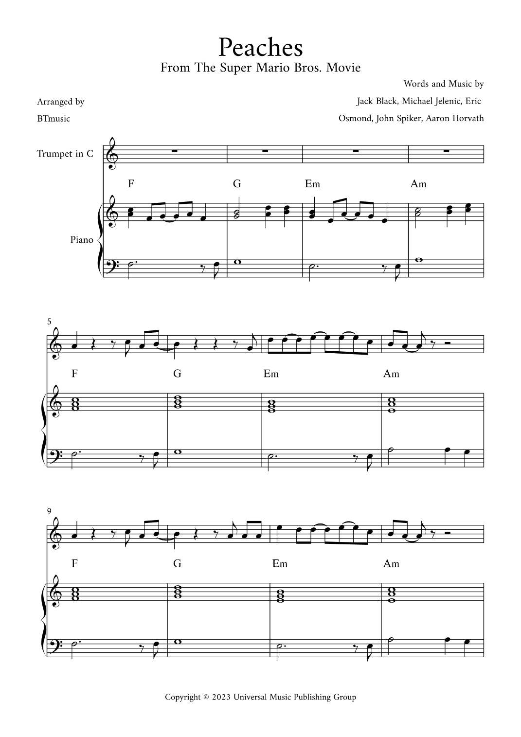 Peaches (arr. BTmusic)