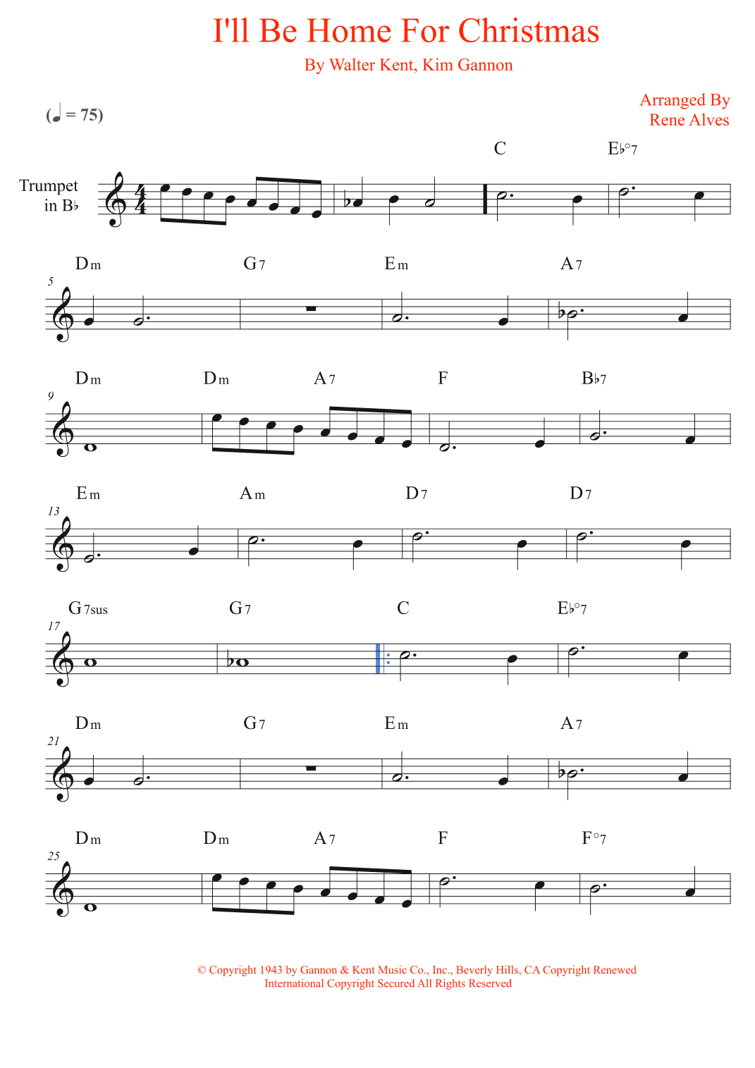 I'll Be Home For Christmas (arr. Rene Alves)