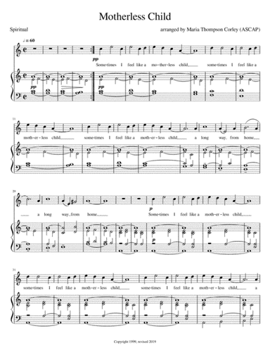 Sometimes I Feel Like a Motherless Child (with Swing Low, Sweet Chariot)--high key (arr. Maria Thompson Corley)
