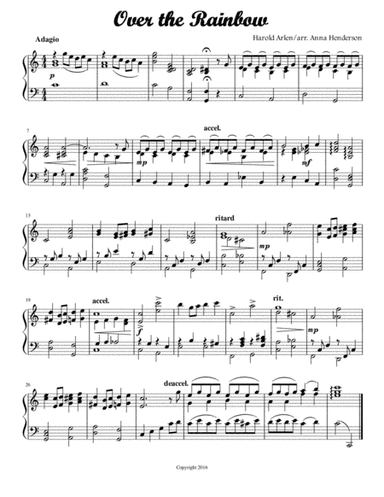 Over The Rainbow (from The Wizard Of Oz) (arr. Anna Henderson)