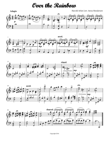 Over The Rainbow (from The Wizard Of Oz) (arr. Anna Henderson)