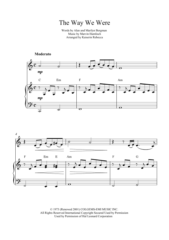 The Way We Were (arr. Kaiserin Rebecca)
