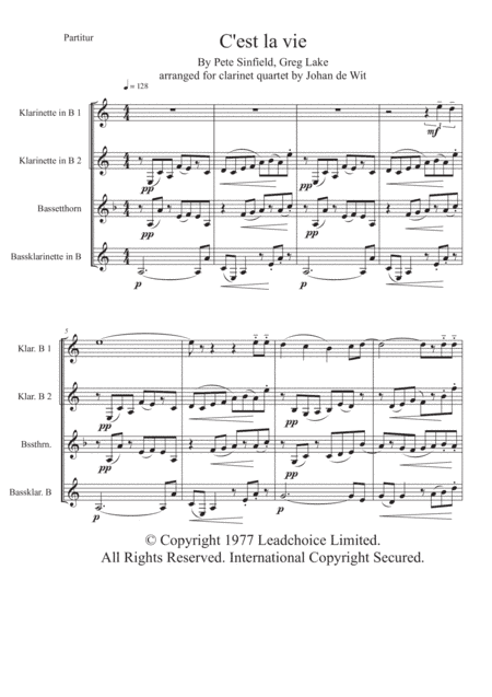 C'est La Vie (arr. Johan de Wit)