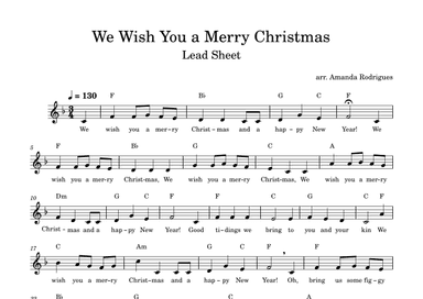 We Wish You a Merry Christimas - Easy Lead Sheet in F Major (arr. Amanda Rodrigues)