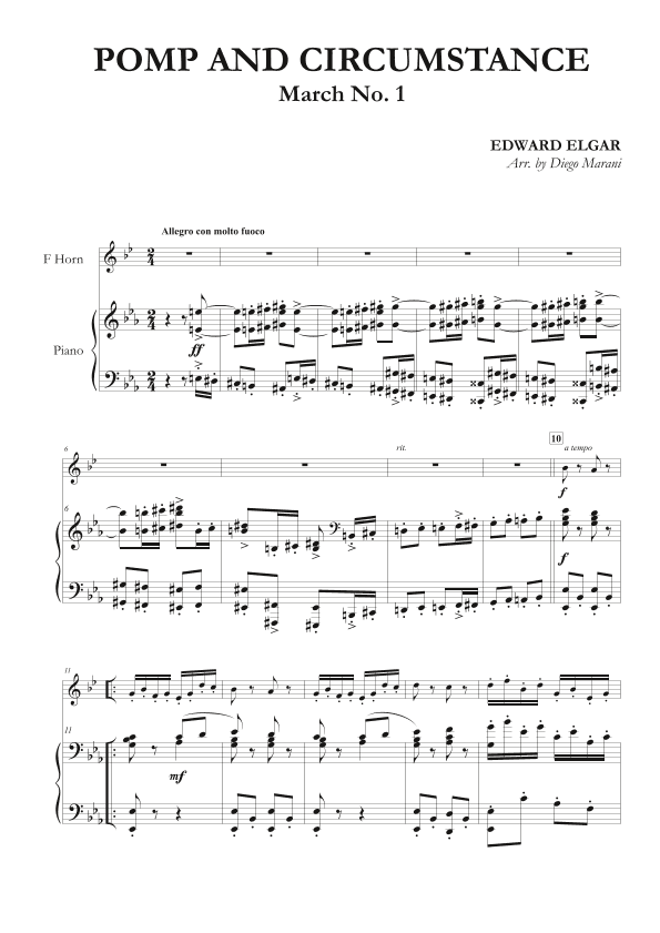 Pomp and Circumstance March No. 1 for Horn and Piano (arr. Diego Marani)