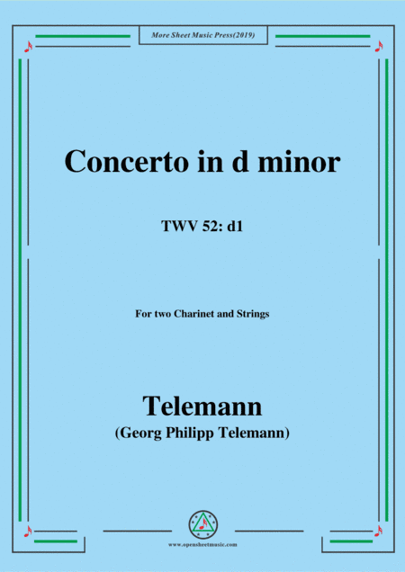 Telemann-Concerto in d minor,TWV 52-d1,for 2 Clarinets and Strings (arr. MSM)