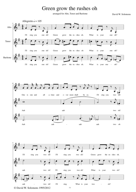 Green grow the rushes o (men's voices) (arr. David Warin Solomons)