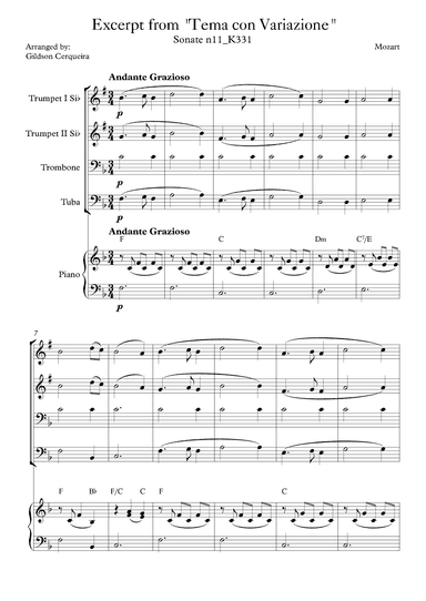 Excerpt from sonate k331 - "Tema con Variazione" (arr. Gildson Cerqueira)