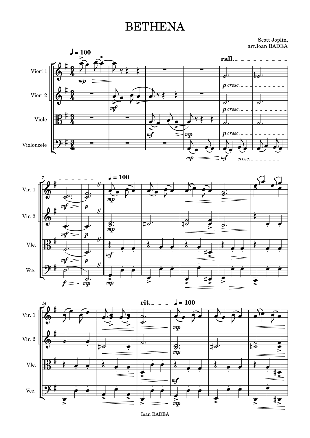 BETHENA (arr. Ioan Badea)