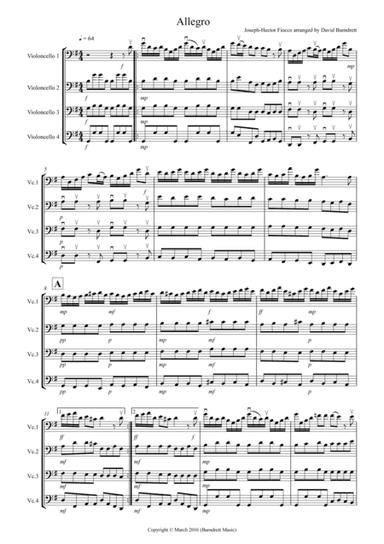 Allegro by Fiocco for Cello Quartet (arr. David Burndrett)