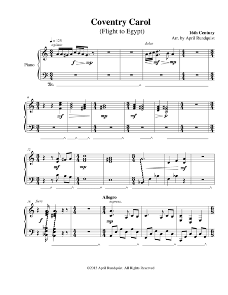 Coventry Carol (Flight to Egypt) (arr. April Rundquist)