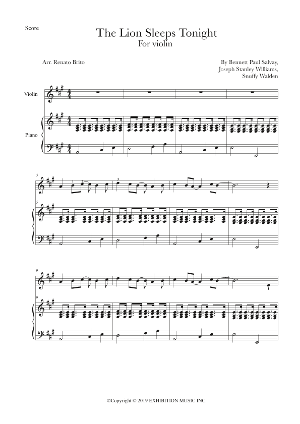 The Lion Sleeps Tonight (arr. Renato Brito)