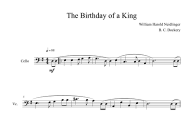 The Birthday of a King (Cello Solo) (arr. B. C. Dockery)