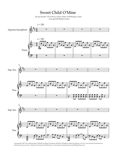 Sweet Child O' Mine (arr. Matthew pyeon)