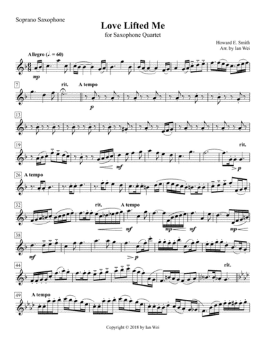Love Lifted Me for Saxophone Quartet (arr. Ian Wei)