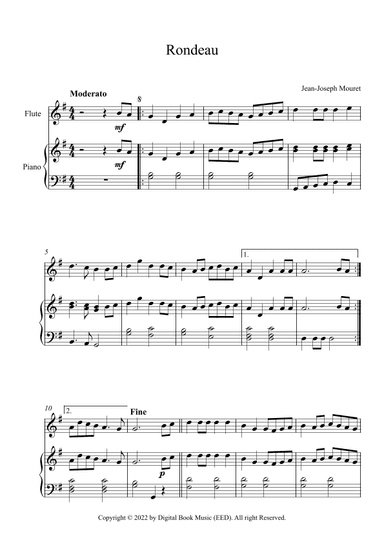 Rondeau - Jean-Joseph Mouret (Flute + Piano) (arr. Digital Book Music)