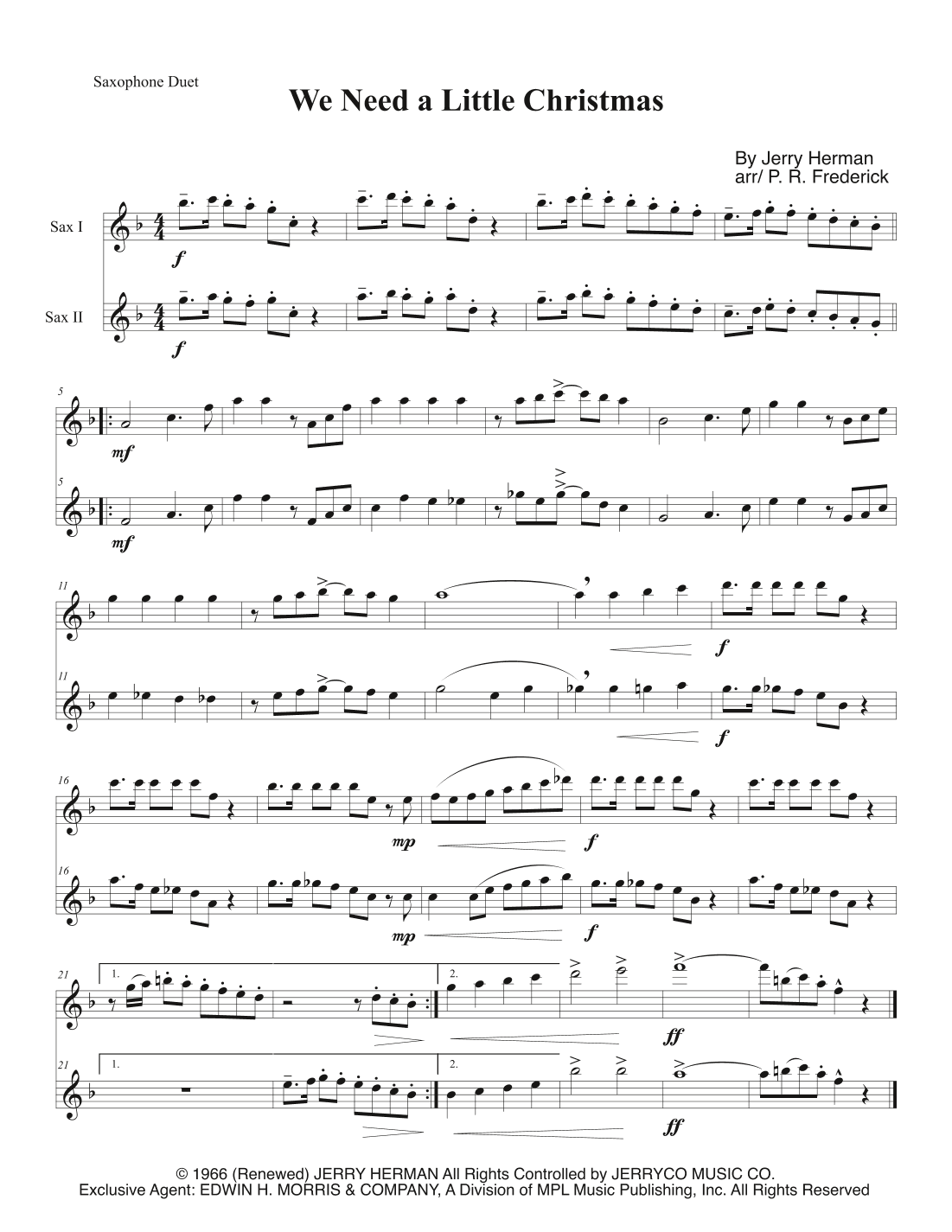 We Need A Little Christmas (arr. P. R. Frederick)