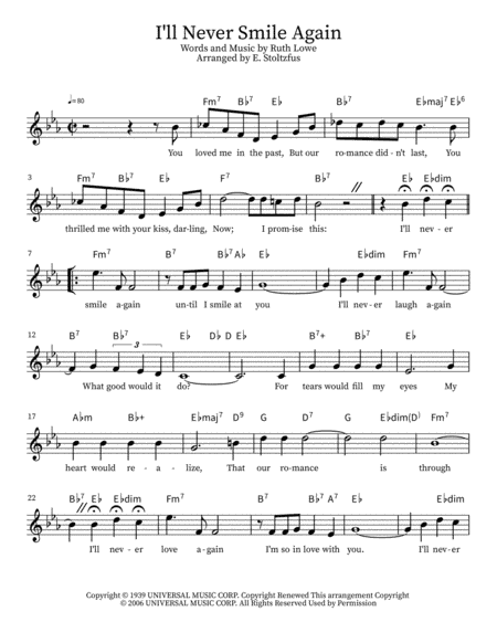 I'll Never Smile Again (arr. E. Stoltzfus)