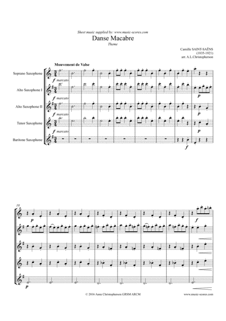 Danse Macabre - Saxophone Quintet (arr. Anne Christopherson GRSM ARCM a)