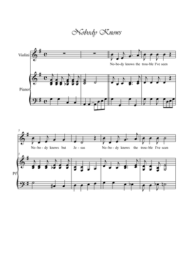 Nobody Knows. Violin and piano (arr. Ester Alessandrini)