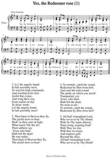 Yes, the Redeemer rose. The first of two new tunes to a wonderful old hymn.