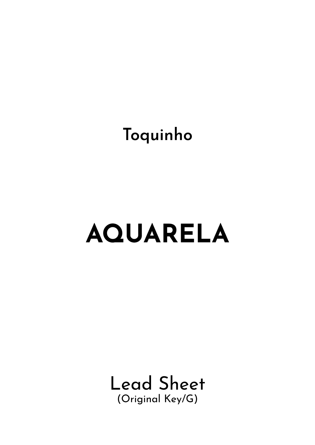 Aquarela-toquinho (arr. Jireh J.)