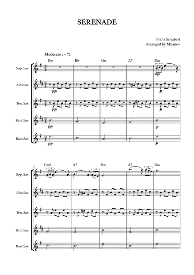 Serenade | Schubert | Saxophone Quintet | Chords (arr. Milanov)