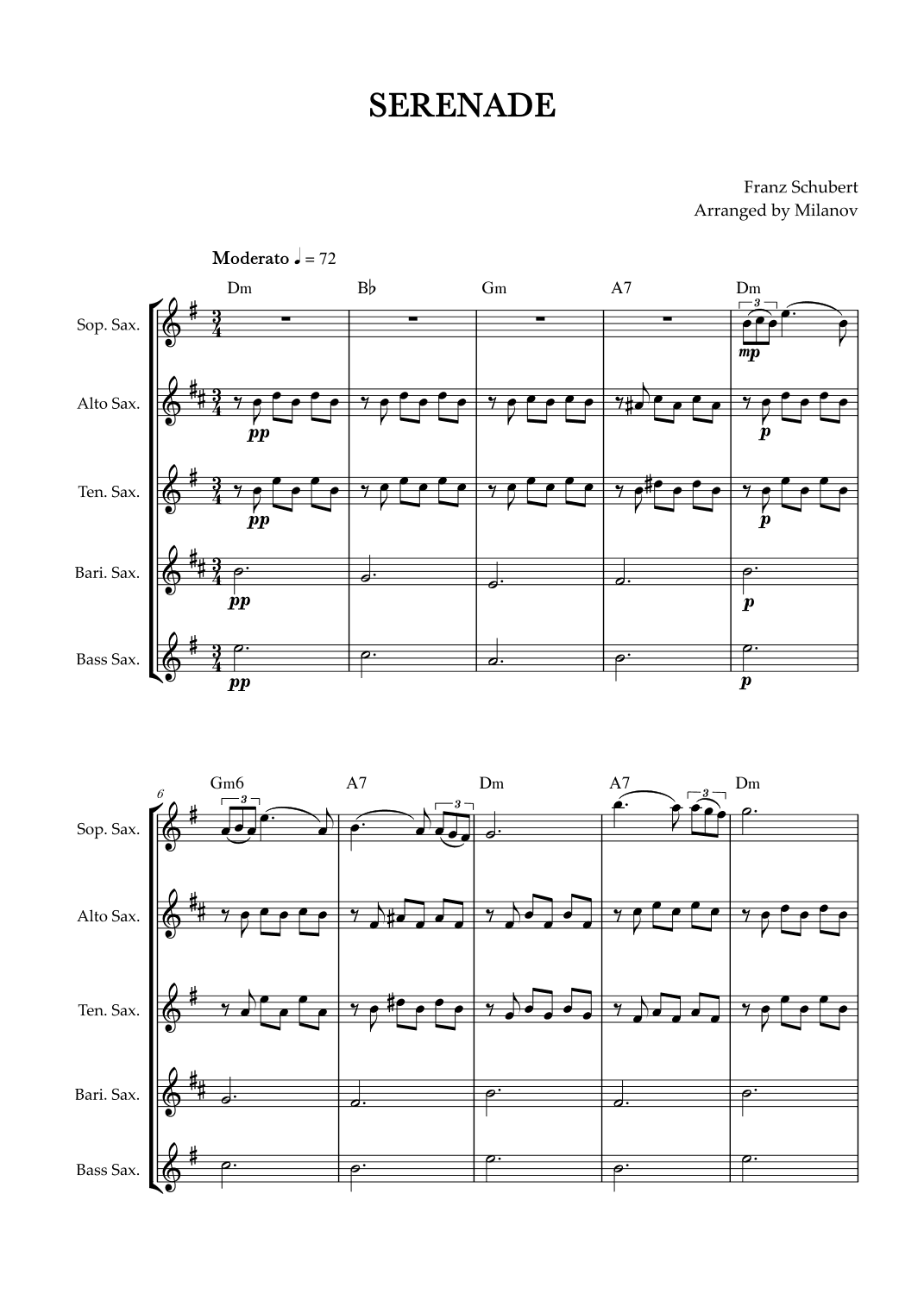 Serenade | Schubert | Saxophone Quintet | Chords (arr. Milanov)