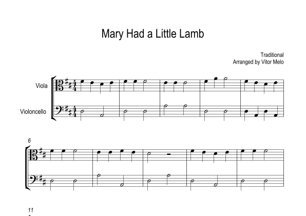 Mary Had a Little Lamb (arr. Vitor Melo)