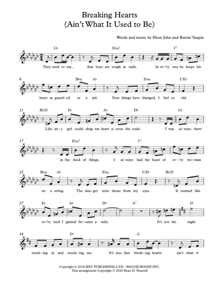 Breaking Hearts (ain't What It Used To Be) (arr. Ryan D. Neaveill)