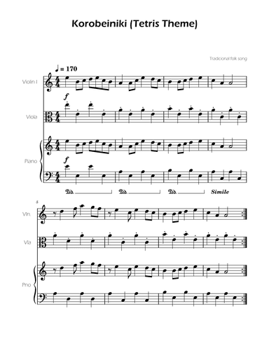 Tetris Theme for Violin and Viola (arr. Ygor Nunes)