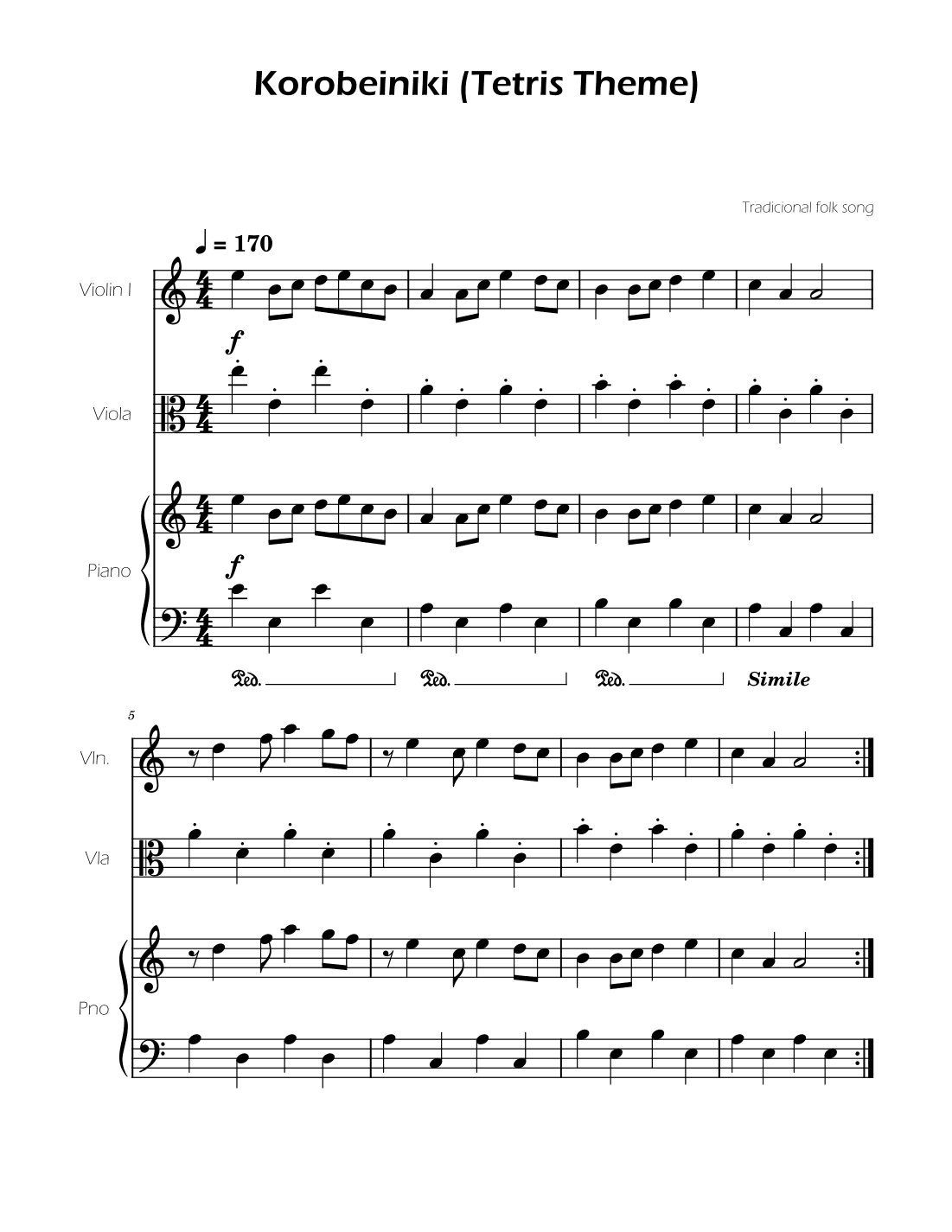 Tetris Theme for Violin and Viola (arr. Ygor Nunes)