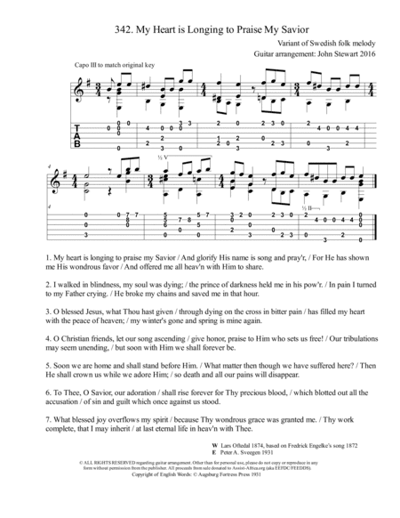 342 My Heart is Longing to Praise My Savior (arr. John Stewart 2016)