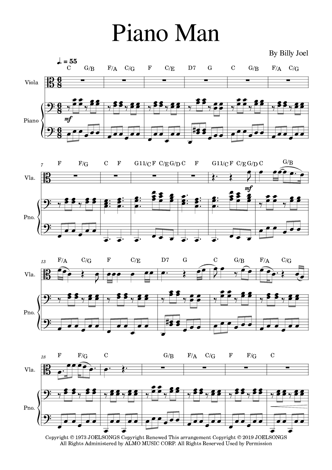 Piano Man (arr. Golden Skull Editions)
