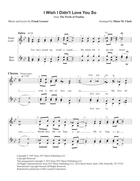 I Wish I Didn't Love You So (arr. Diane M. Clark)