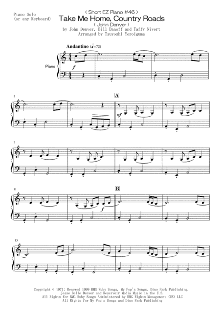 Take Me Home, Country Roads (arr. Tsuyoshi Yoroiguma)