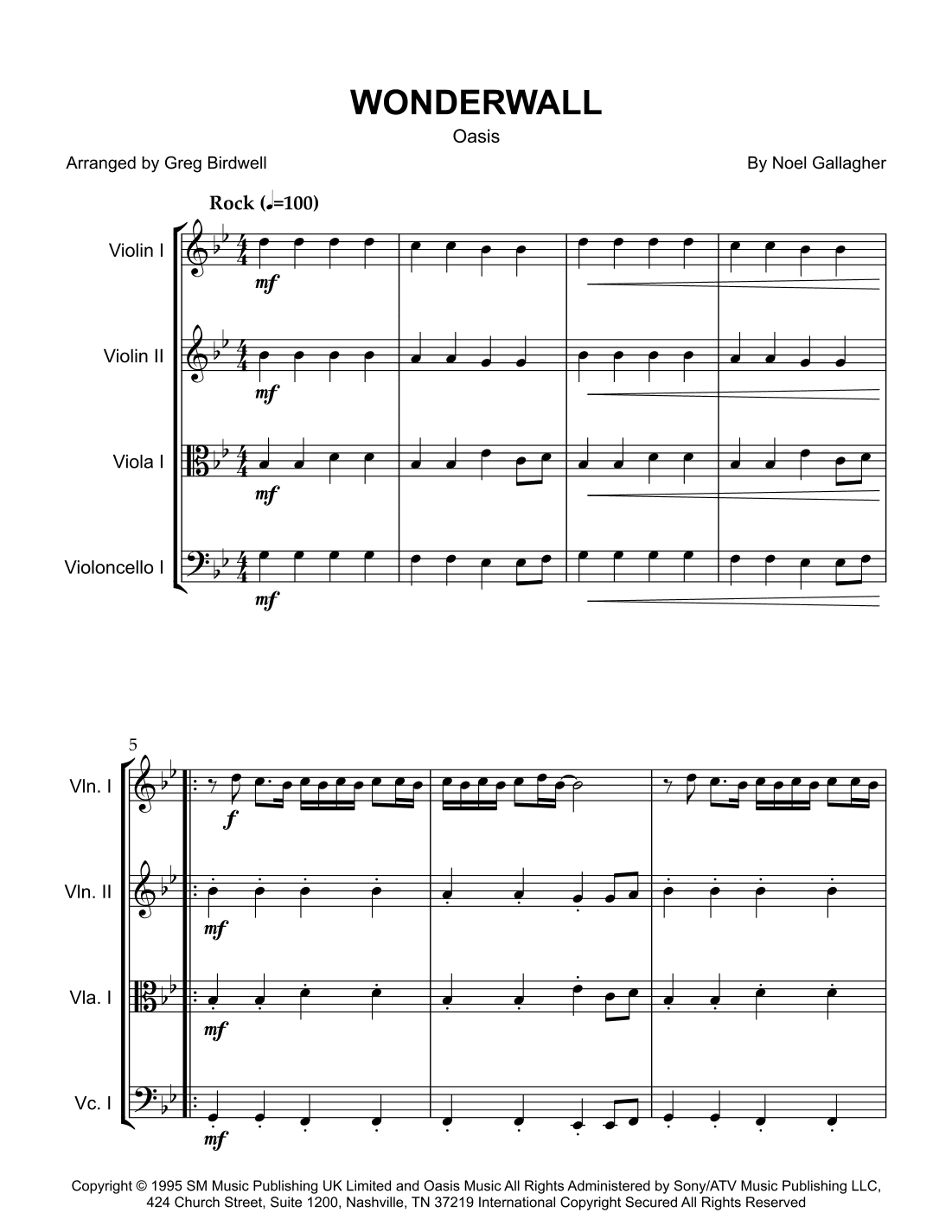 Wonderwall (arr. Greg Birdwell)