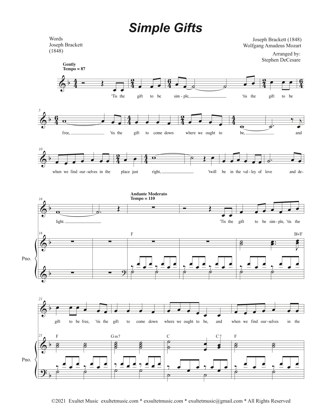 Simple Gifts (Unison choir) (arr. Stephen DeCesare)