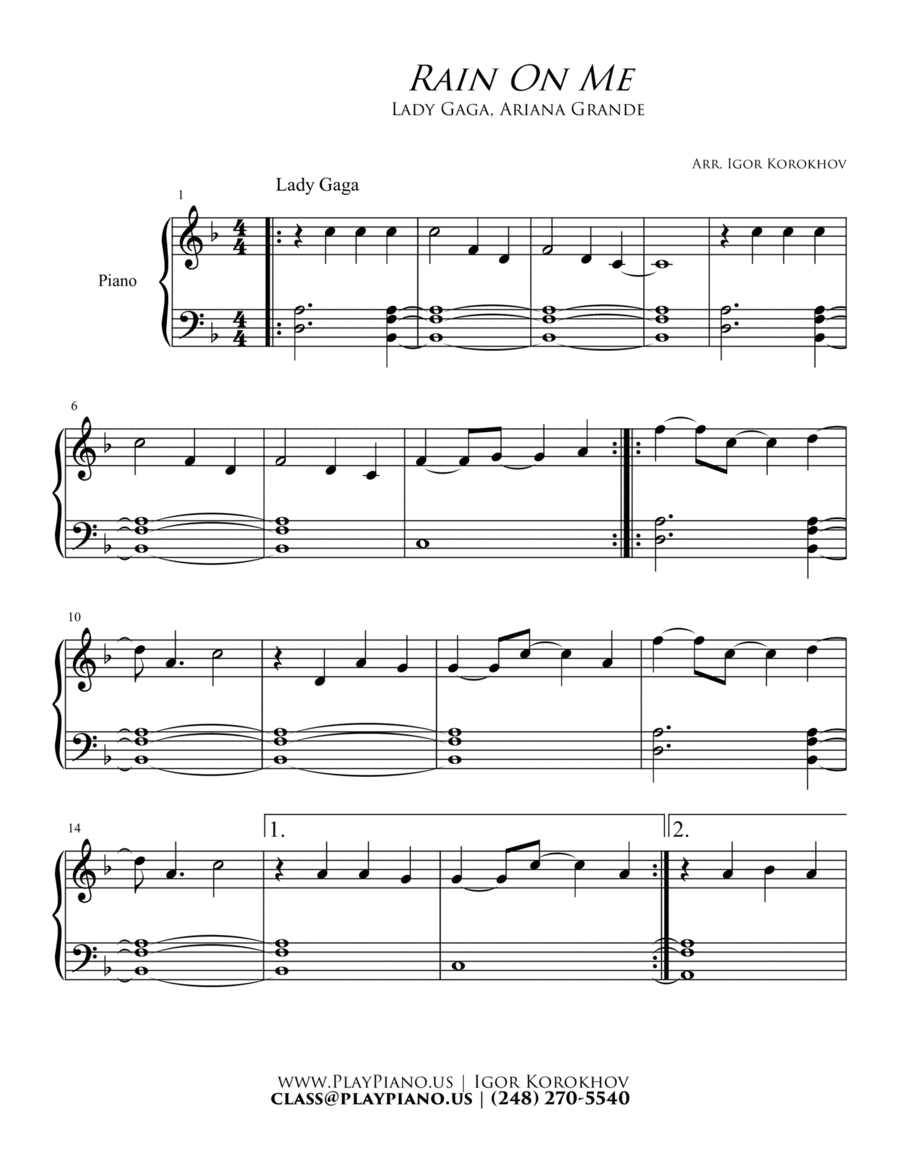 Rain On Me (arr. Igor Korokhov)