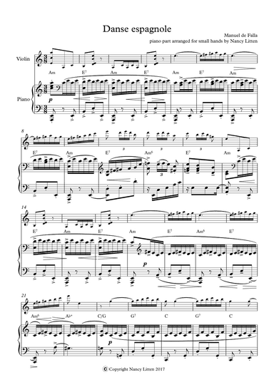 Danse espagnole (piano accompaniment for small hands) (arr. Nancy Litten)
