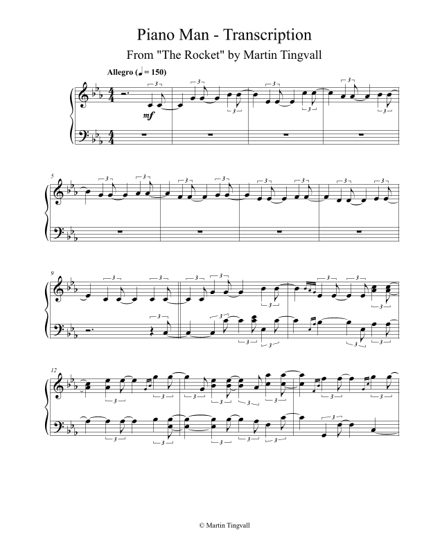 Piano Man Martin Tingvall transcription piano