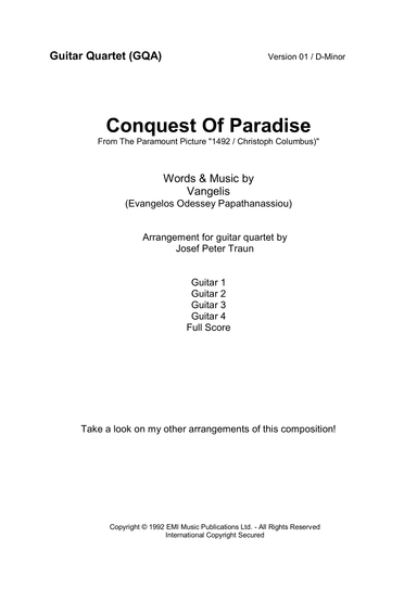 Conquest Of Paradise (arr. Josef Peter Traun)