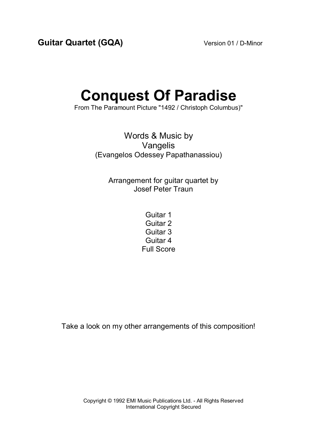 Conquest Of Paradise (arr. Josef Peter Traun)