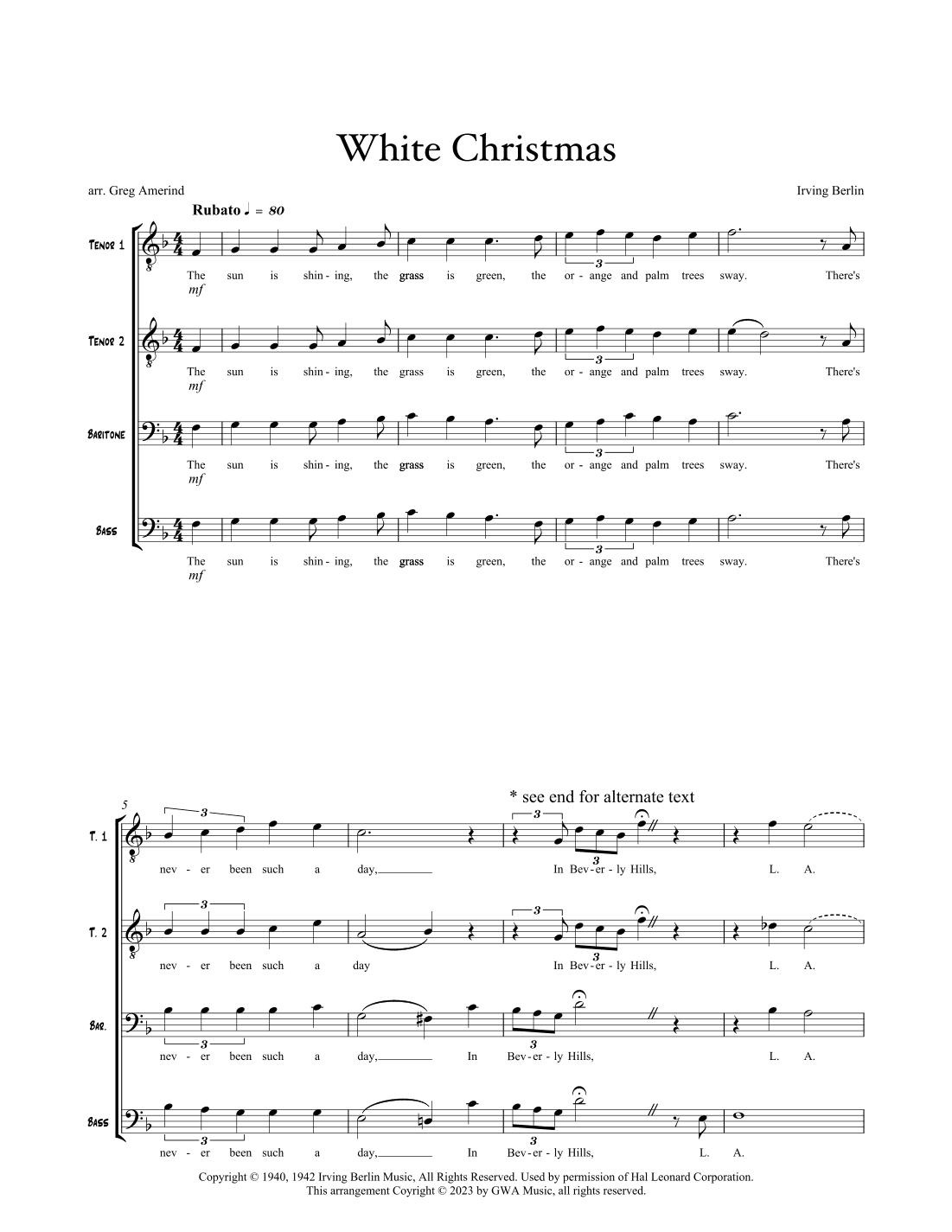 White Christmas (arr. Gregory Amerind)