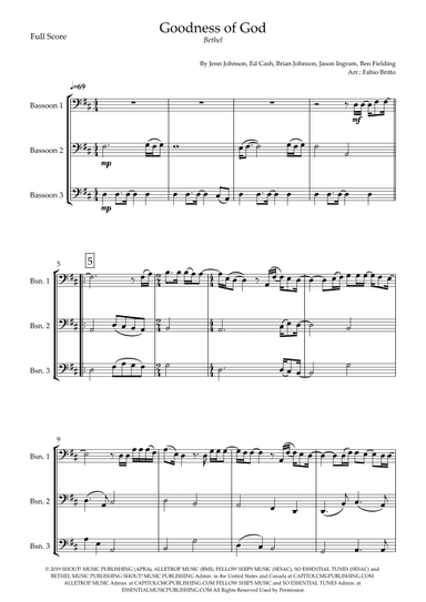 Goodness Of God (arr. Fabio Britto)