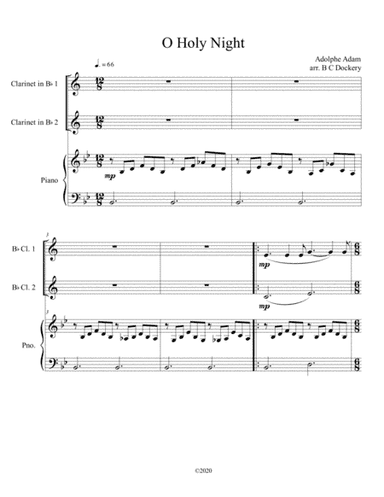 O Holy Night (clarinet duet) with piano accompaniment (arr. B C Dockery)