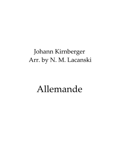 Allemande (arr. Nick Lacanski)