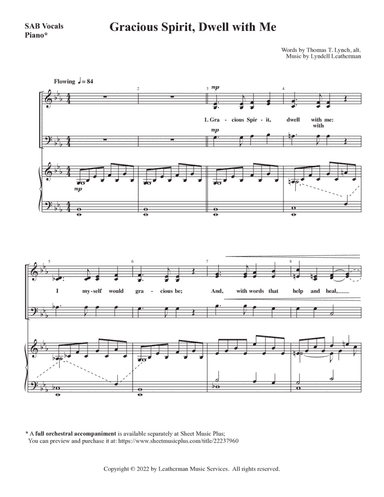 Gracious Spirit, Dwell with Me--SAB/Piano